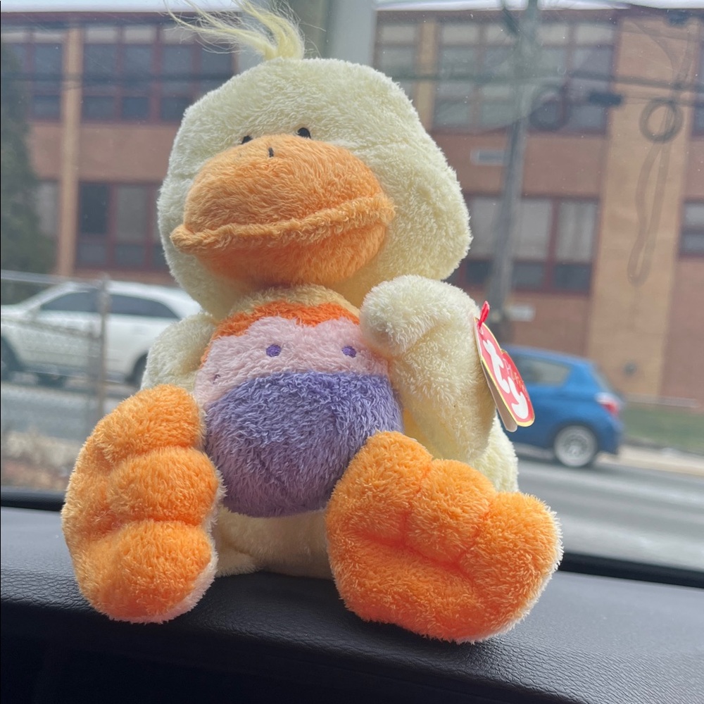 Ty Plush Duck with Orange Beak and Purple Belly